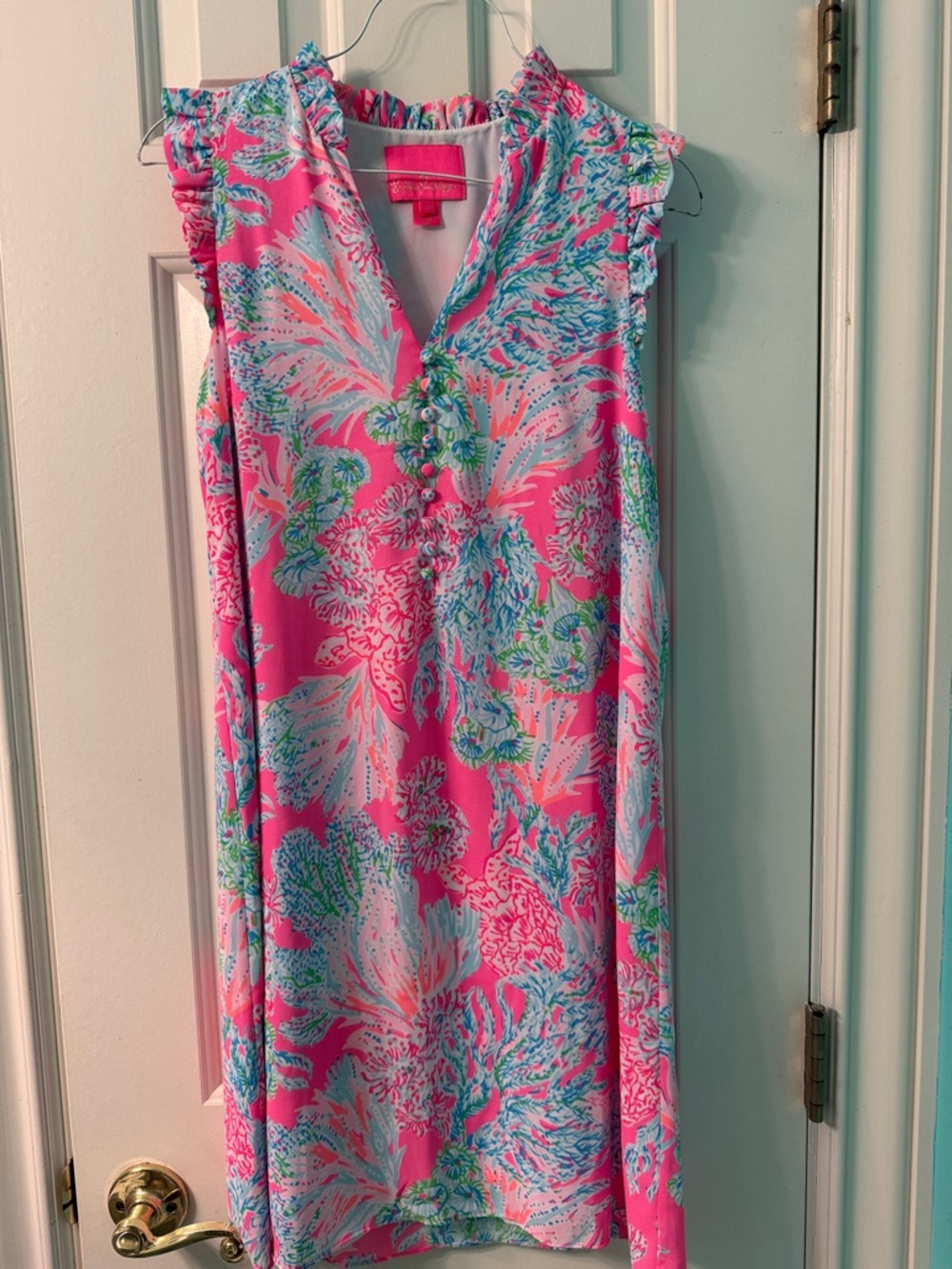 Lilly Pulitzer Pink Floral Sleeveless Silky Shift Dress
